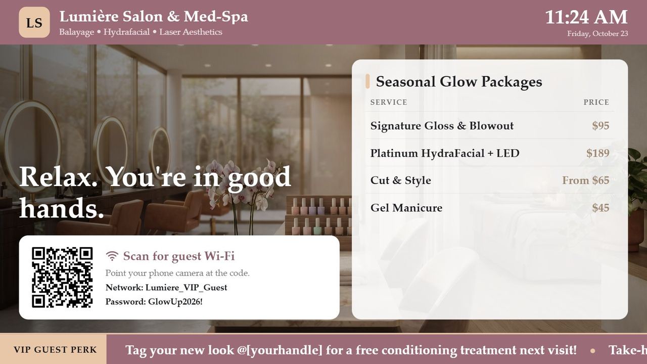 Example screen for a hair salon